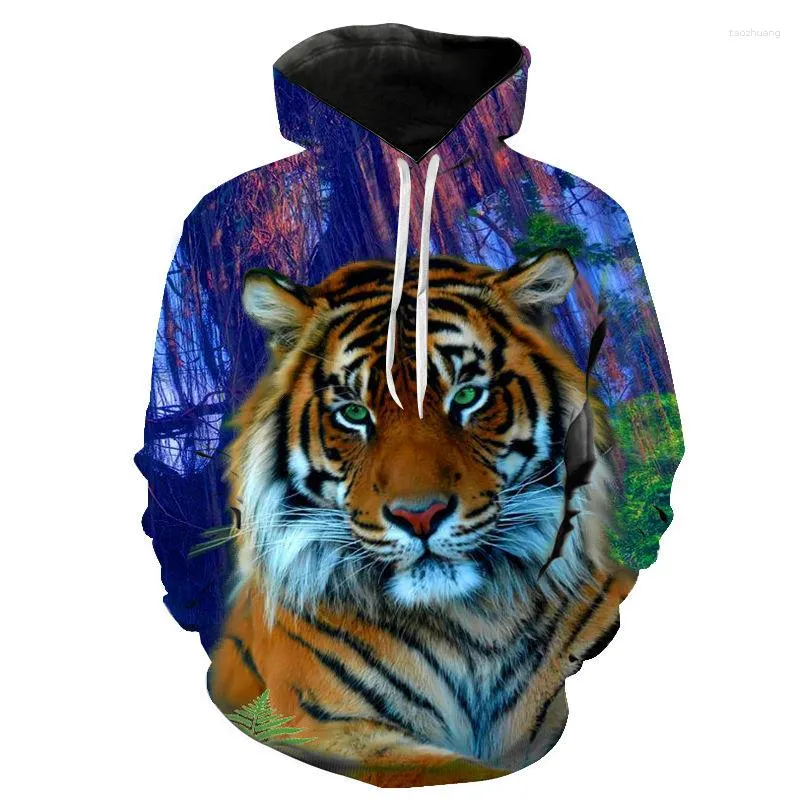 Erkek Hoodies Sonbahar ve Kış Moda 3D Priting Sweatshirts Erkekler/Kadınlar Jungle Tiger Baskılı Giysiler Harajuku Büyük Boy Hoodie