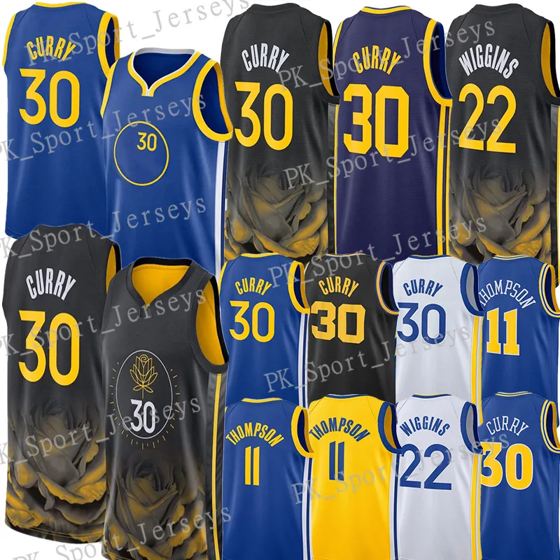 Stephen Curry Klay Thompson baskettröjor Chris Paul Draymond Green Andrew Wiggins Jonathan Kuminga 2023 City Shirt Edition Blue Black 30 11 23 3 22 Jersey