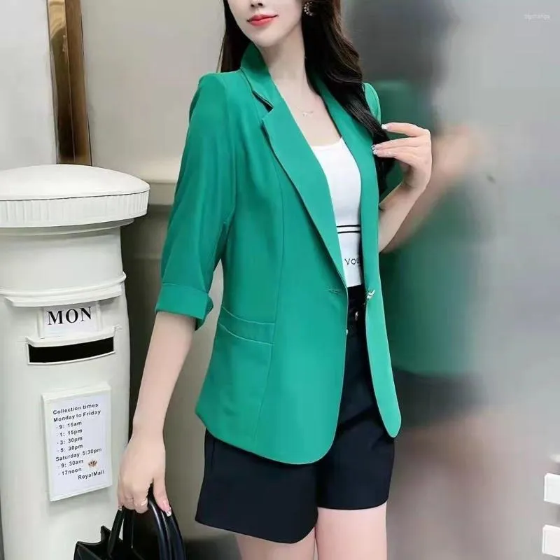 Costumes pour femmes vert femmes Blazer bureau d'affaires dame travail costume décontracté mince femme loisirs haut coréen manteau vêtements A150