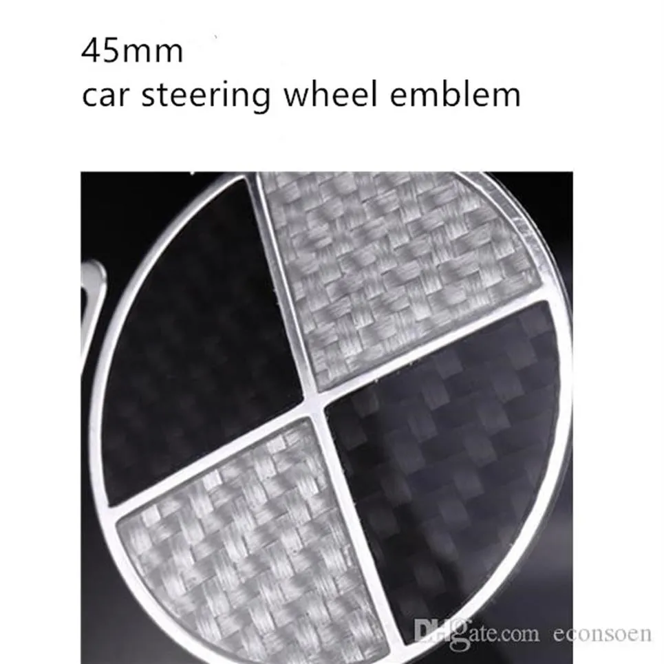 Углеродное волокно черное белое автокартовые значки рулевого колеса Эмблема 45 мм для 1 3 5 7 x3 x5 x6229e