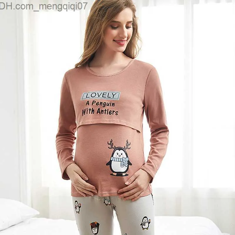 Vestidos de maternidad Pijamas de maternidad de algodón para mujer primavera otoño e invierno ropa de lactancia posparto Z230728