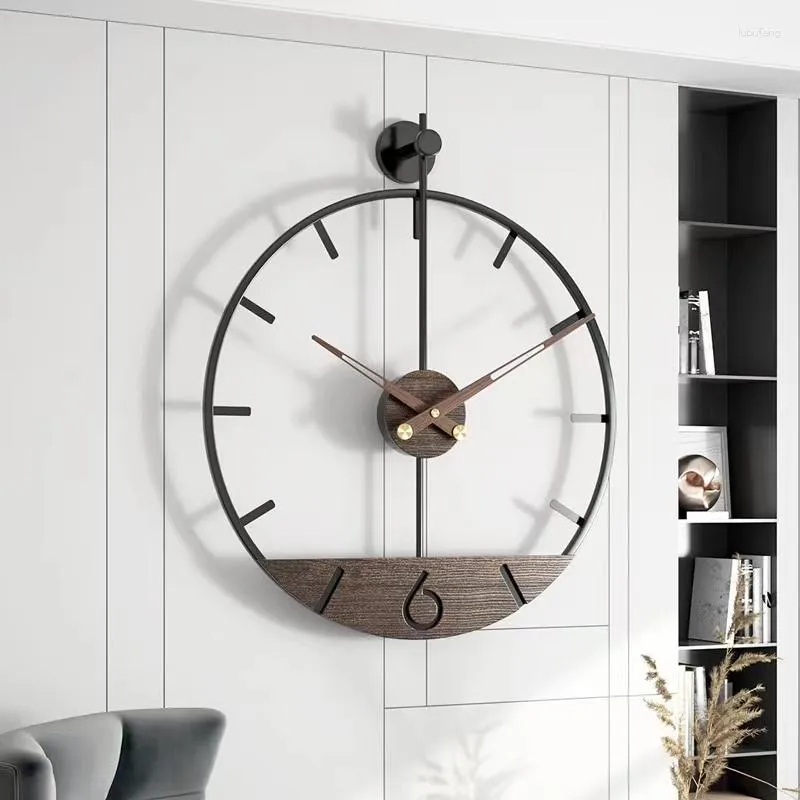 Zegar ścienny duży zegar nowoczesne metalowe drewno ciche zegarki mechanizm renogio de parede salon dekoracja gpf50yh