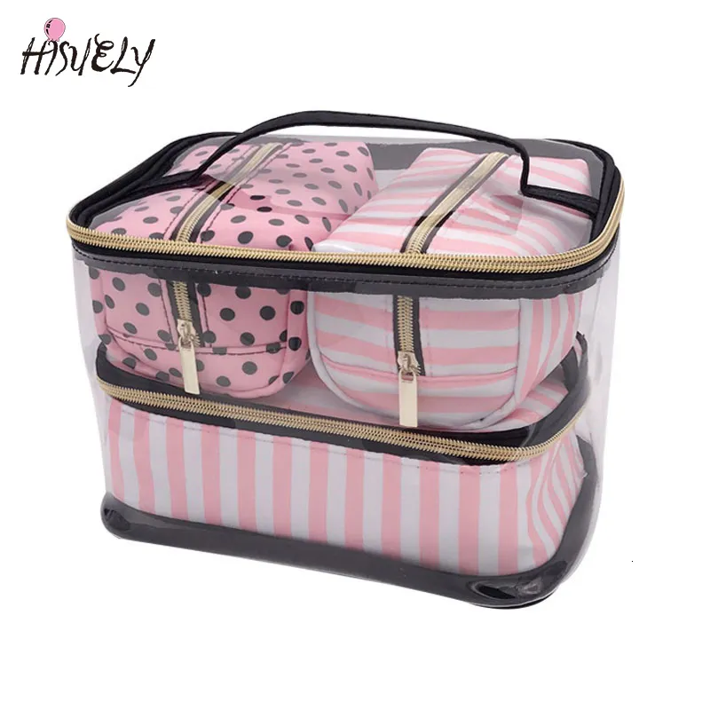 Torby kosmetyczne Travel toaletowa torba PVC Przezroczysta makijaż Zestaw Różowa torba do makijażu Organizator kosmetyczna torba do makijażu 230727