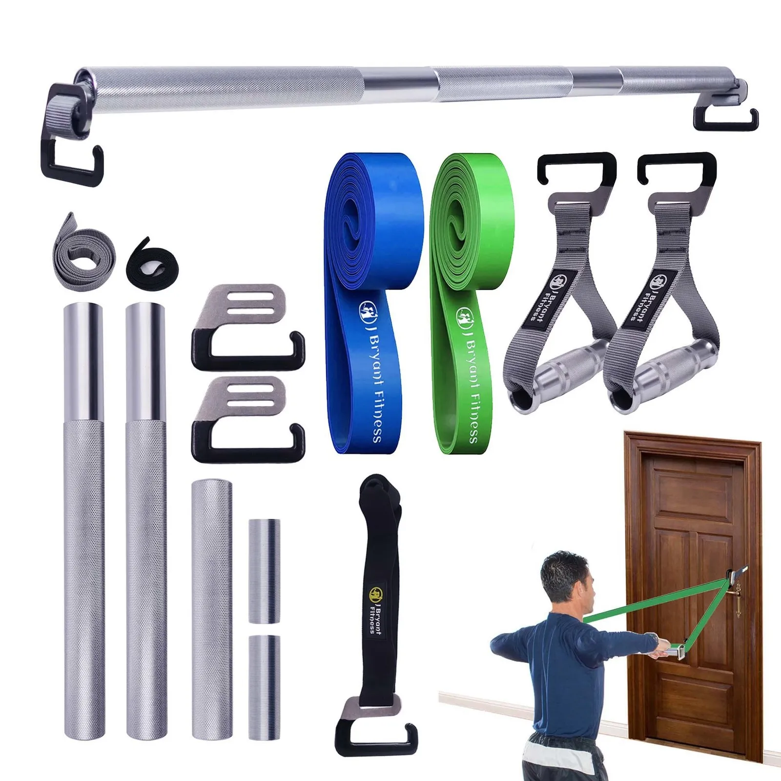 Bandes de résistance 96 cm Bande de résistance Barre d'exercice Crochet de type e Poignées d'ancrage de porte pour longues bandes élastiques Accueil Squat Deadlift Équipement d'entraînement 230729