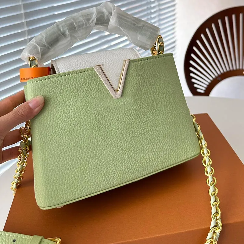 Luis S Chain Se Eviutiog Tote Mini Designer Light Bag Weave Green Bag Women Crossbody Messenger Bag Flap Shoulder Bags Handbag Purse Cowhide Ea