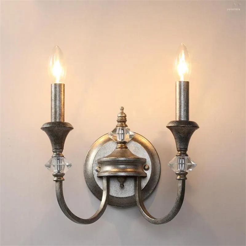 Wandlamp Frans Land Oude Zilveren Lampen Vintage Pastorale Nachtkastje Spiegel Front Schansen Verlichting Woonkamer Slaapkamer Armaturen