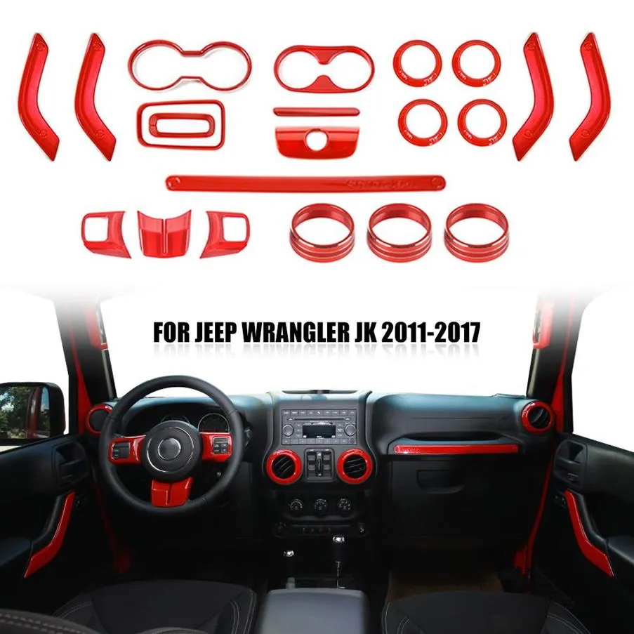 Kit de garniture de décoration intérieure 21 pièces pour Jeep Wrangler JK 2011-2017194d