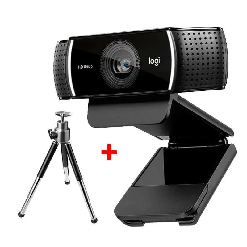 Webkamera Pro Webcam 1080p Full WebCam Web Camera Microphone Meeting med stativ