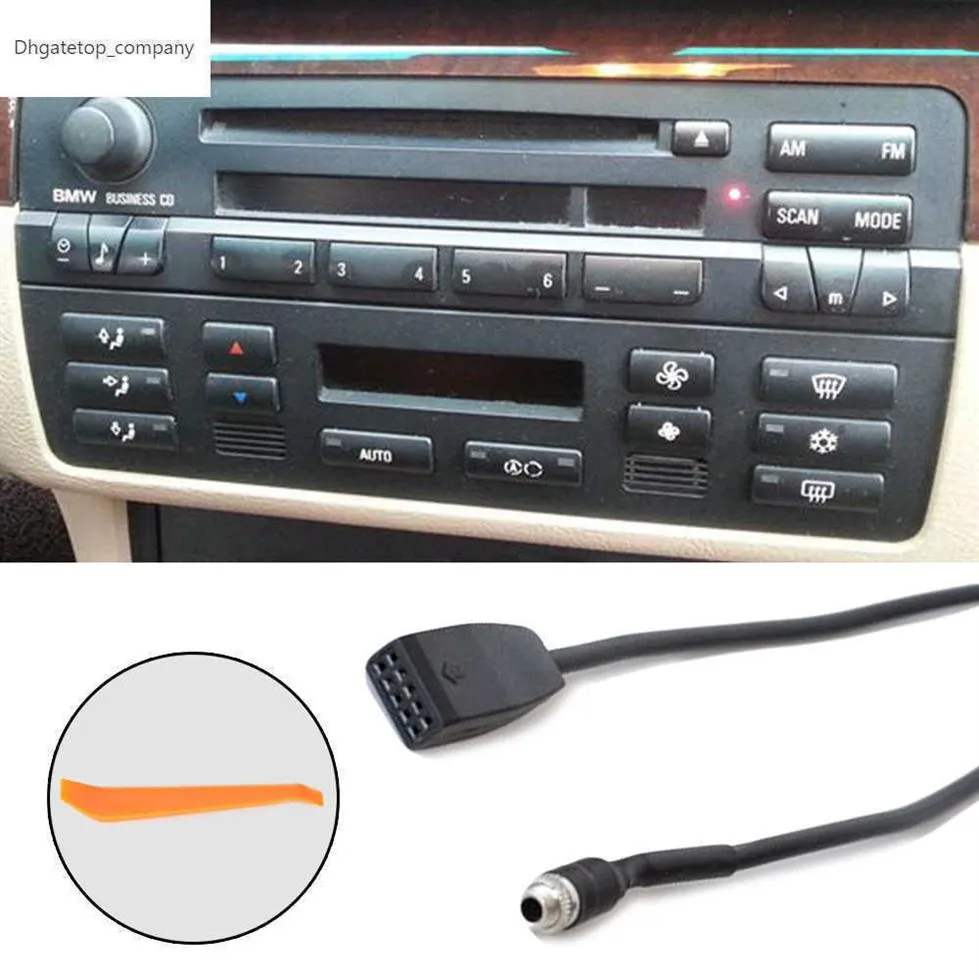 2pcs set 3 5mm carro AUX no adaptador de interface de entrada para BMW E39 E53 X5 E46 MP3 rádio cabo receptor substituição acessórios3110