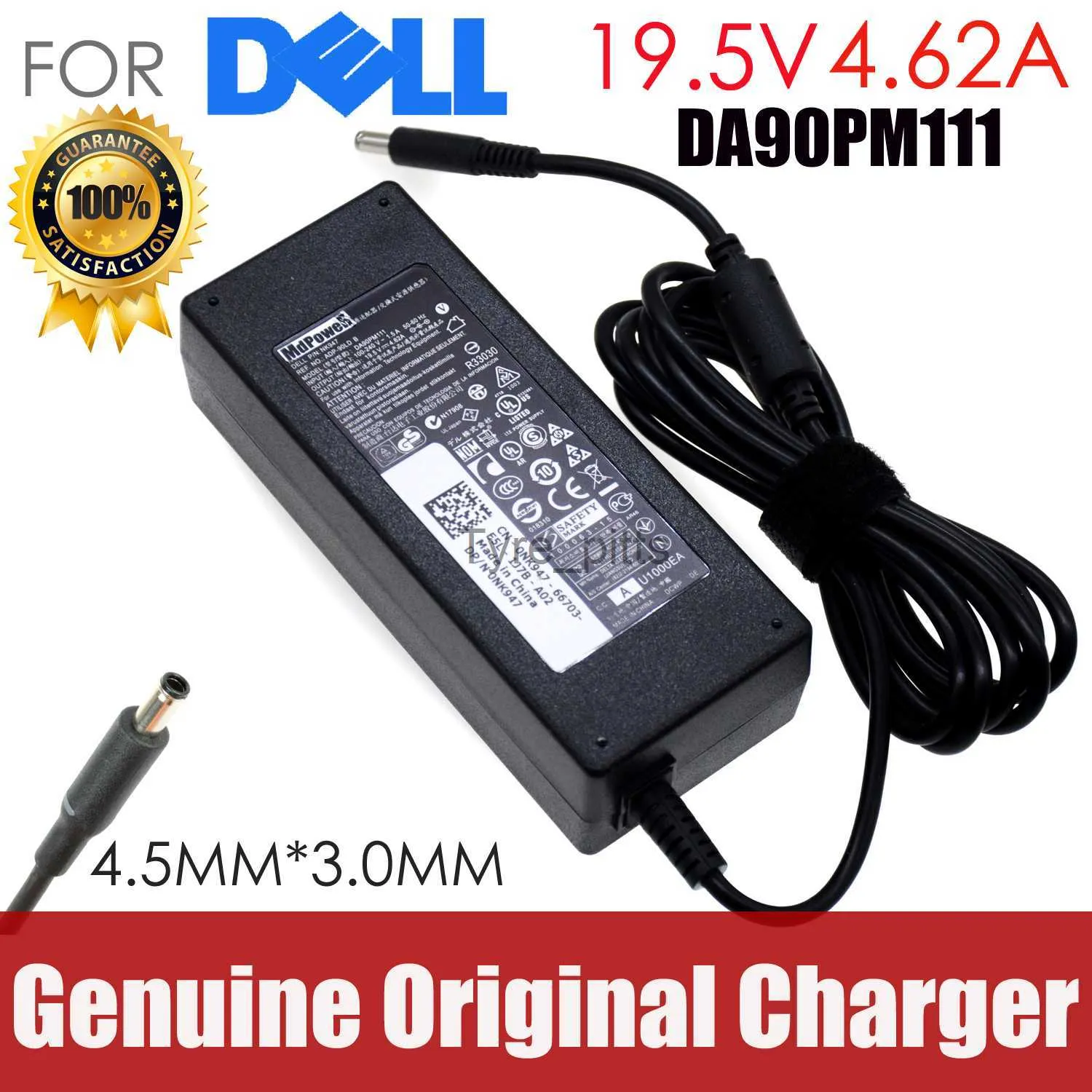 شواحن 19.5V 4.62A 90W محول الشاحن المحمول AC لـ Dell Inspiron 20 3043 3064 22 3265 24-3455 24-5450 20-3059 DA90PM 111 X0729