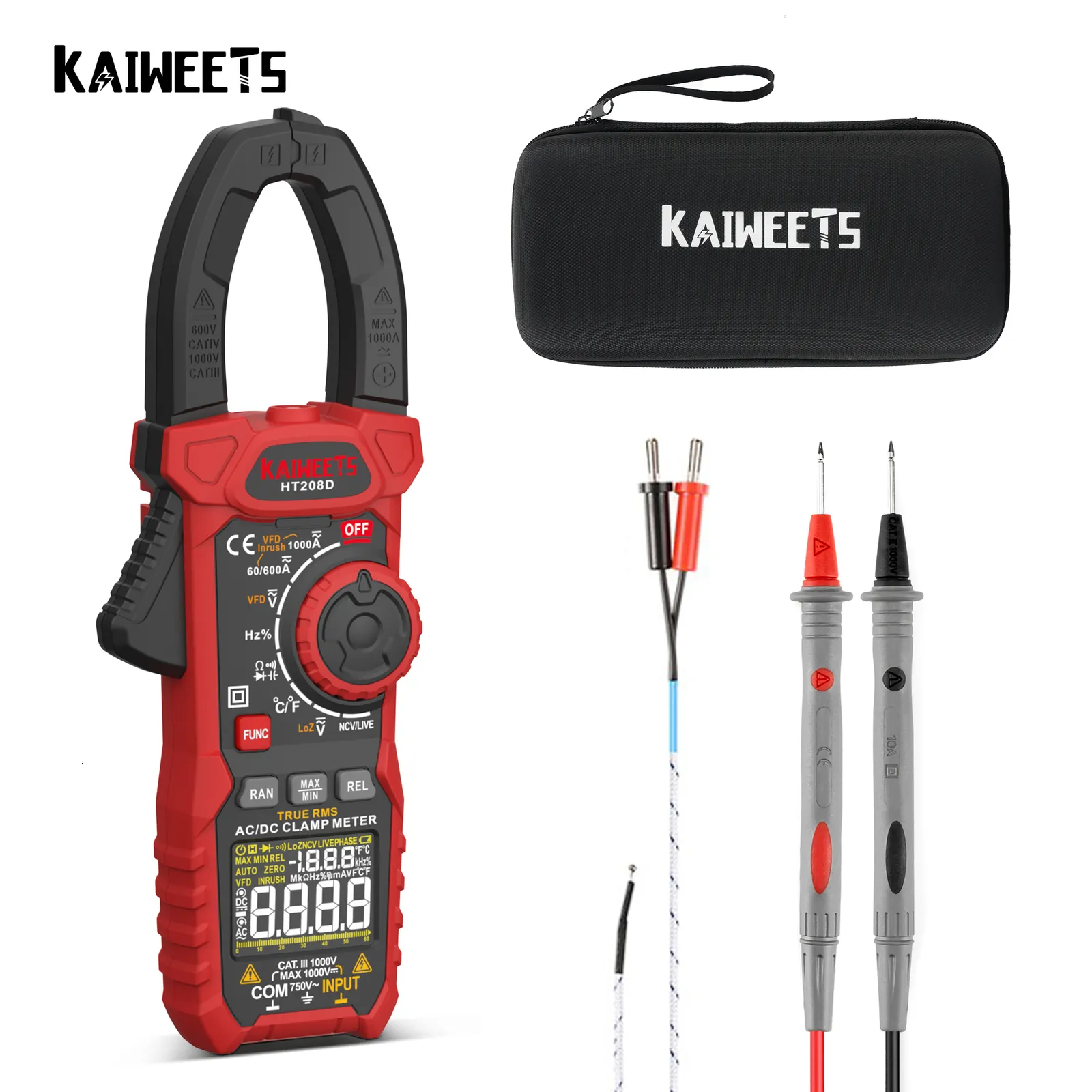 Zangenmessgeräte 1000A AC DC Digitales Zangenmessgerät Multimeter Pinza Amperimetrica True RMS Hochpräziser Kapazitäts-NCV-Ohm-Hz-Tester 230728