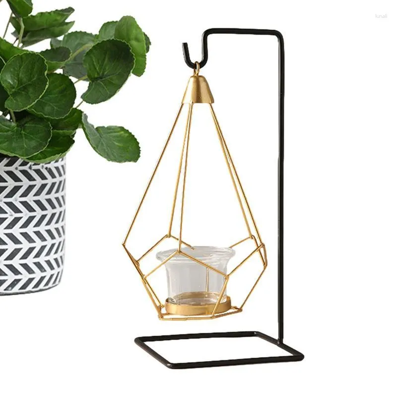 Candle Holders Hangings Basket Holder Vintage Geometric Lanterns Iron Lantern Metal Candlestick Cup