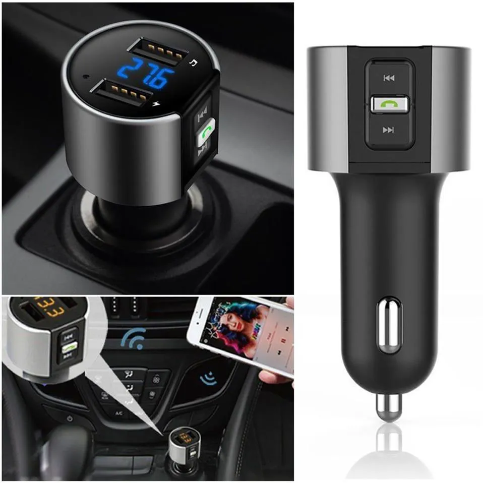 New High-Quality Wireless In-Car Bluetooth FM Transmitter Radio Adapter Car Kit Black MP3 Player USB Charge DHL UPS 191E