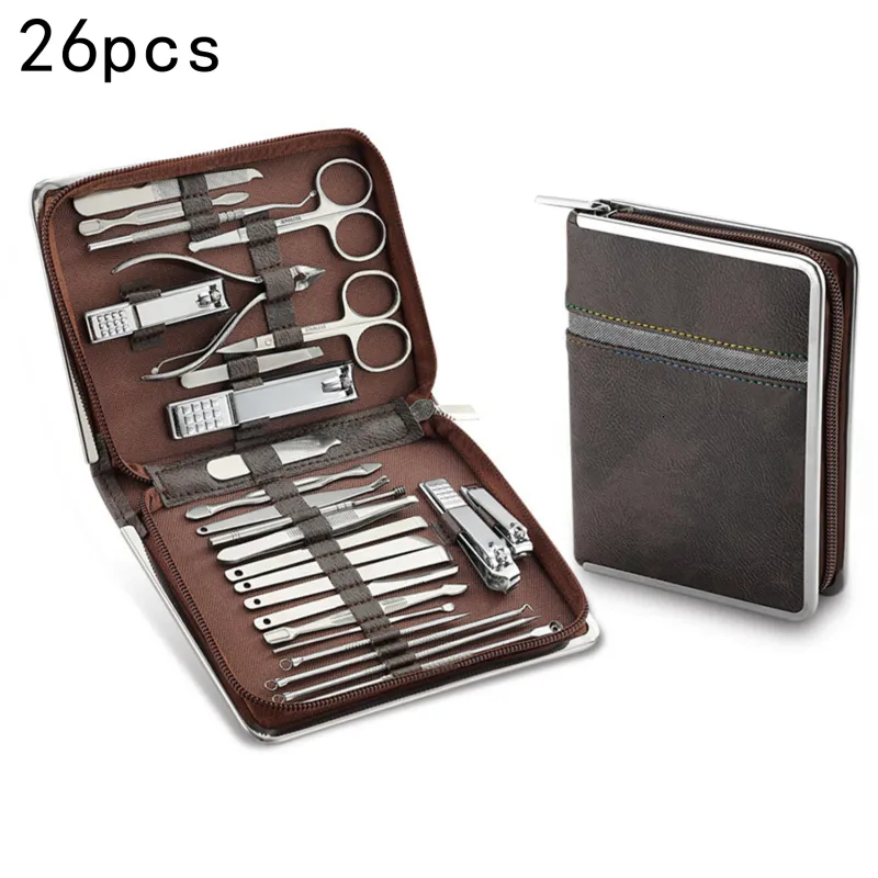 Paznokcie Clippers 26PCS Nipper Nippe Pedicure Narzędzie pielęgnacyjne stali nierdzewne paznokcie Clippers Zestaw Manicure Zestaw na nożyczka Czyszczenie Kit pielęgnacji 230728