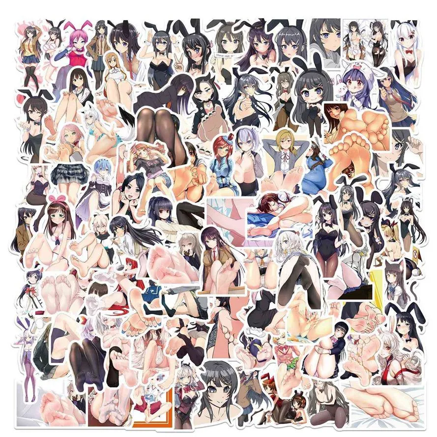 10 50 100pcs anime hentai sexy pinup bunny girl waifu decal stickers portable suitcase car truck car sticker238y