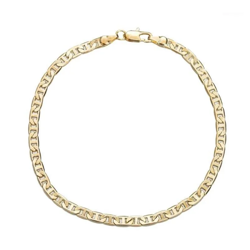 Неклеты 4 -миллиметровый моритель звенья цепь Золотой цвет цвета 9 10 11 дюймов кубинский браслет для голеностопного сустава для женщин Мужчины.