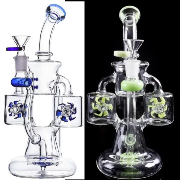 Bangs en verre conduites d'eau pour fumer bong tuyau moulin à vent à l'intérieur robuste dab rig recylcer plate-forme pétrolière joint 14mm