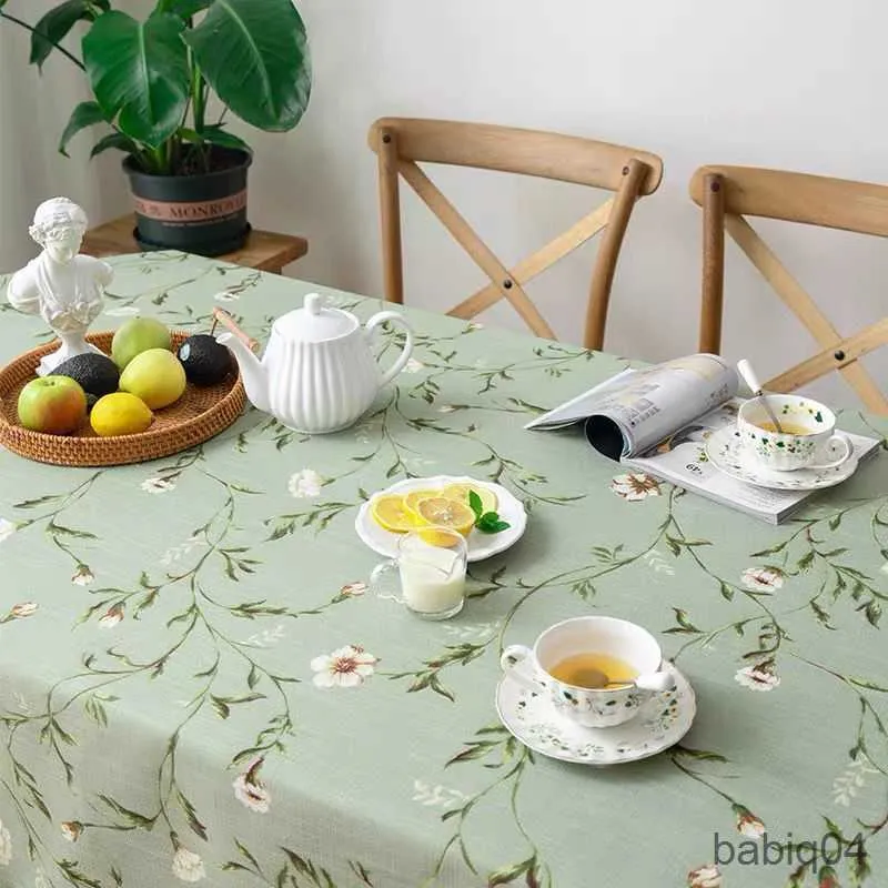 Toalha de mesa moderna estampada flores oval toalha de jantar toalha de mesa de café chá capa com renda para casa decoração de casamento ao ar livre R230726