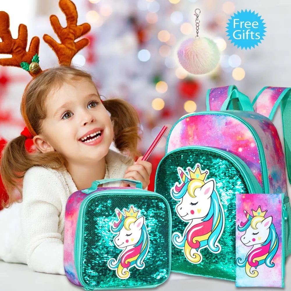 Mochilas Mochila De Unicornio Para Ni as 16 Lentejuelas Mochila