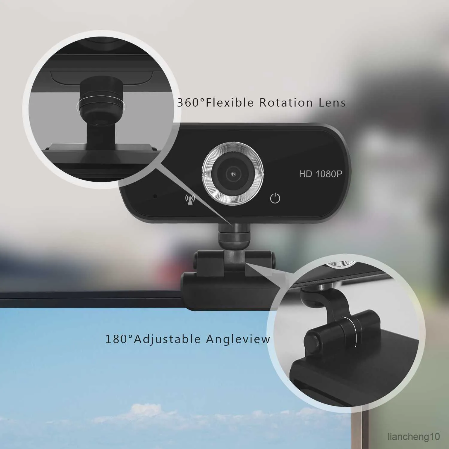 Webcams 1080P Full Webcam with Flexible Rotation Lens for PC Desktop Laptop R230728