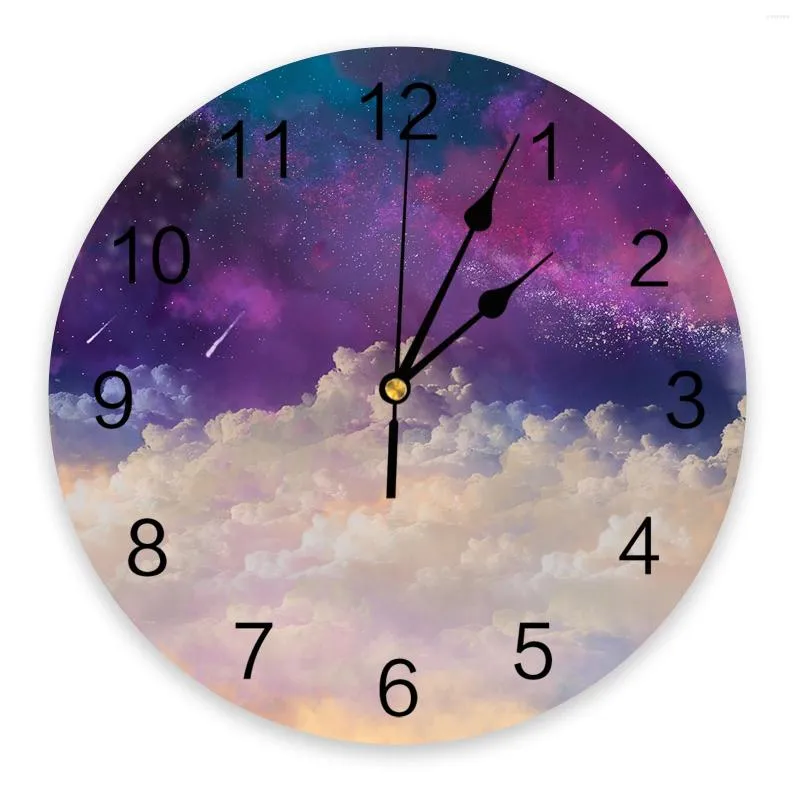 Relógios de parede Sky Shooting Star Night Bedroom Clock Grande Cozinha Moderna Sala de Jantar Redonda Relógio Decoração da Casa