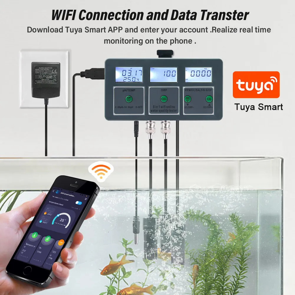 Water Quality Tester Tuya WiFi Digital PH/EC/SG/Salt/Temp Meter