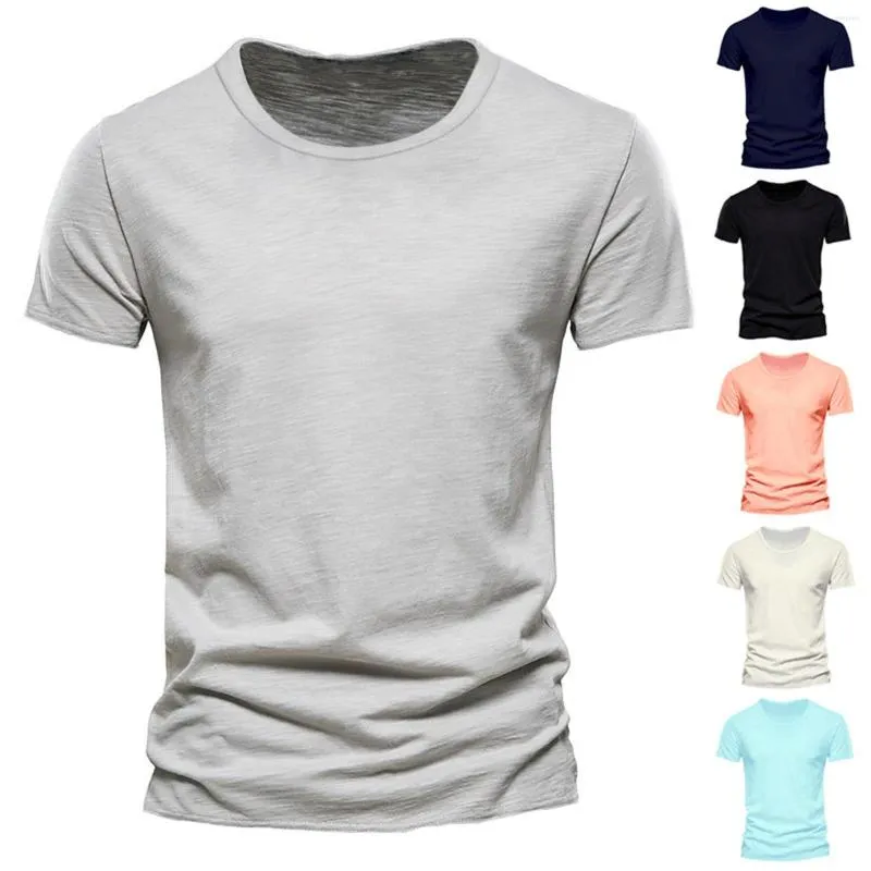 T-shirts pour hommes été haut à la mode printemps et décontracté à manches courtes col rond couleur unie chemise en vrac Pack d'hommes