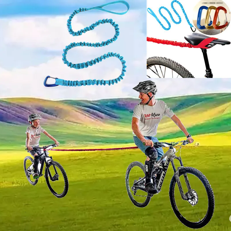 Cykelstyrningskomponenter Mountain Bike Bicycle Traction Rope Portable Tow Rope Bicycle Accessories Stretch Bunge Cord Compatible Enklare Hill Climbs 230727