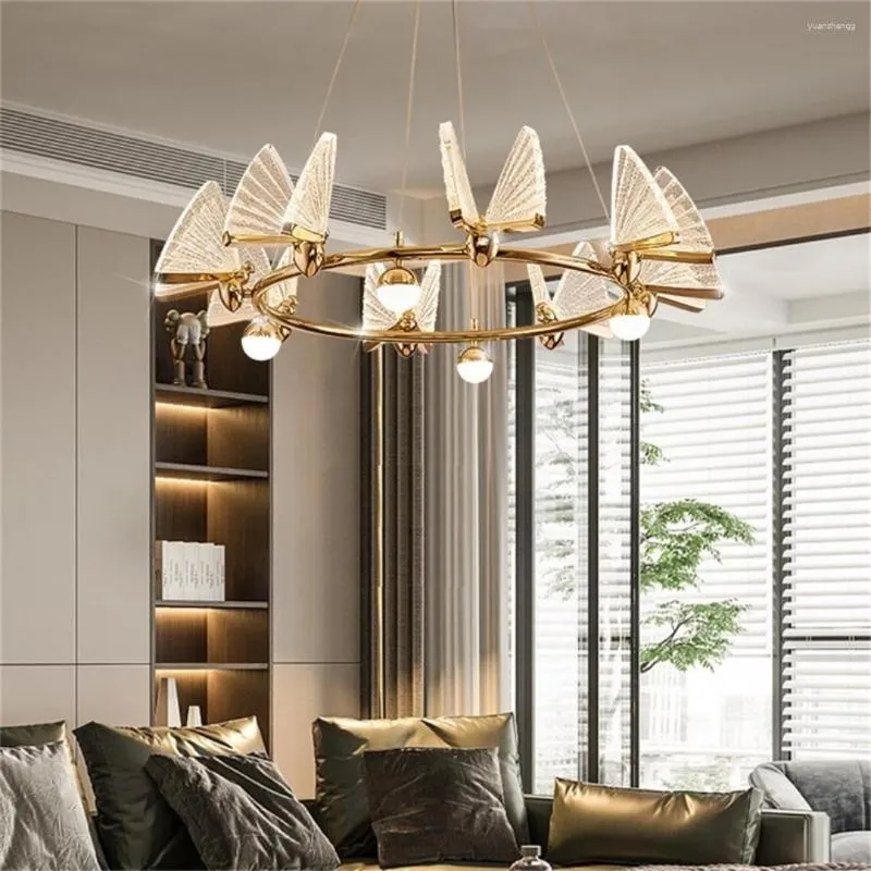 Chandeliers Butterfly Chandelier Led Ring Fixture Modern Ceiling Pendant Lamp Butterflies For Home Store El Decoration