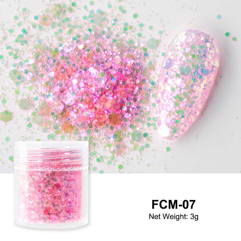 Holographic Nail Art Polos Glitter Laser Color Flakes Mixed Size Hexagon  Chunky Iridescent DIY Accessories For Manicure Decor X0725 From Heijue04,  $4.86