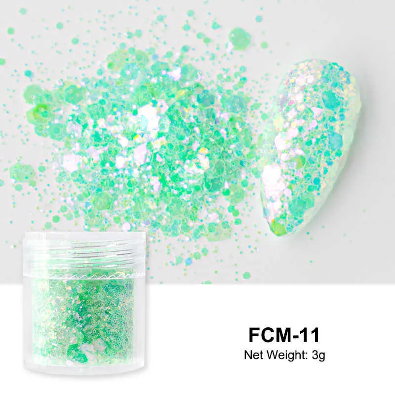 Holographic Nail Art Polos Glitter Laser Color Flakes Mixed Size Hexagon  Chunky Iridescent DIY Accessories For Manicure Decor X0725 From Heijue04,  $4.86