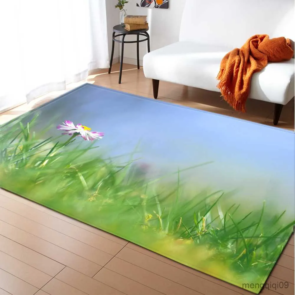 Carpets Pastoral Area Rug Mat Girls Room Decorative Bedroom Carpets Daisy Dining Room Rug and Carpet for Home Living Room R230728