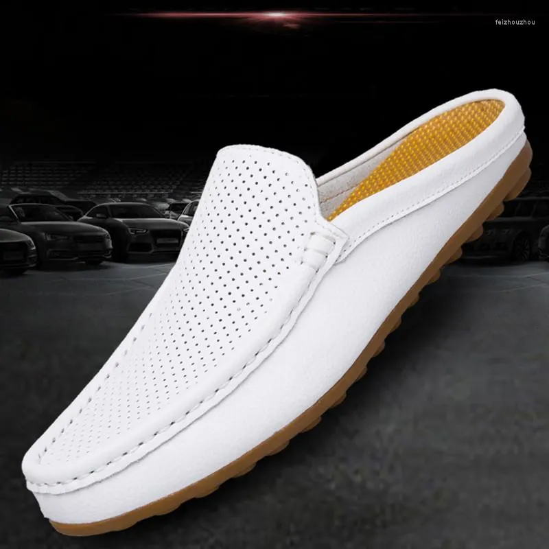 Chinelos casuais mocassins sapatos masculinos moda ao ar livre preguiçoso masculino respirável metade para deslizamento em luz antiderrapante caminhada rasteiras