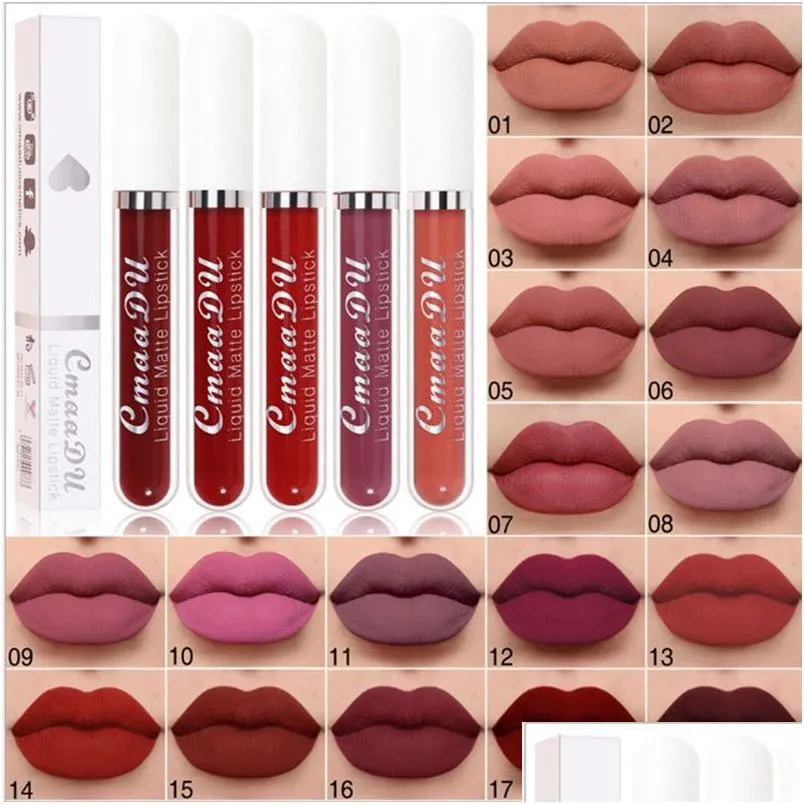 Autres articles de beauté de santé Cmaadu 18 couleurs brillant à lèvres mat rouge à lèvres liquide étanche longue durée sexy maquillage nude rouge à lèvres D Dhazk