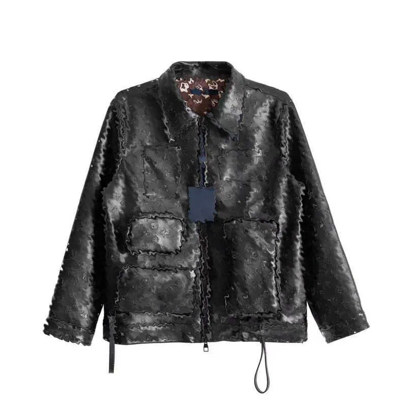 Mens Jacket Luxury Leather Jacket Mens Cardigan Coat V Designer