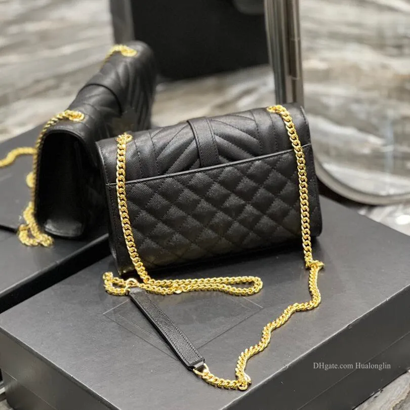 Bolsa feminina de couro genuíno, bolsa de grife com caixa, moda de luxo, frete grátis por atacado com letras de metal