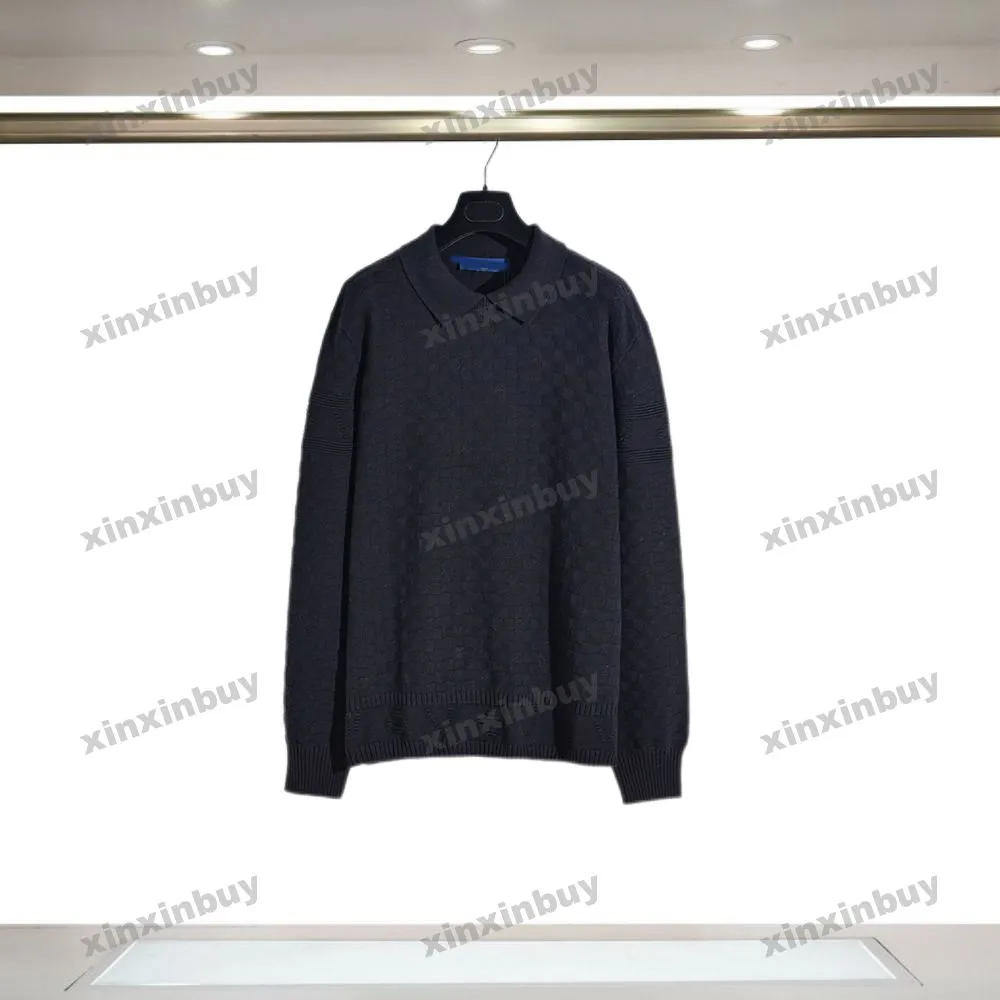 Xinxinbuy Men Designer Designer Bluza z kapturem z kapturem List Jacquard Sweater Niebieski czarny biały s-xl