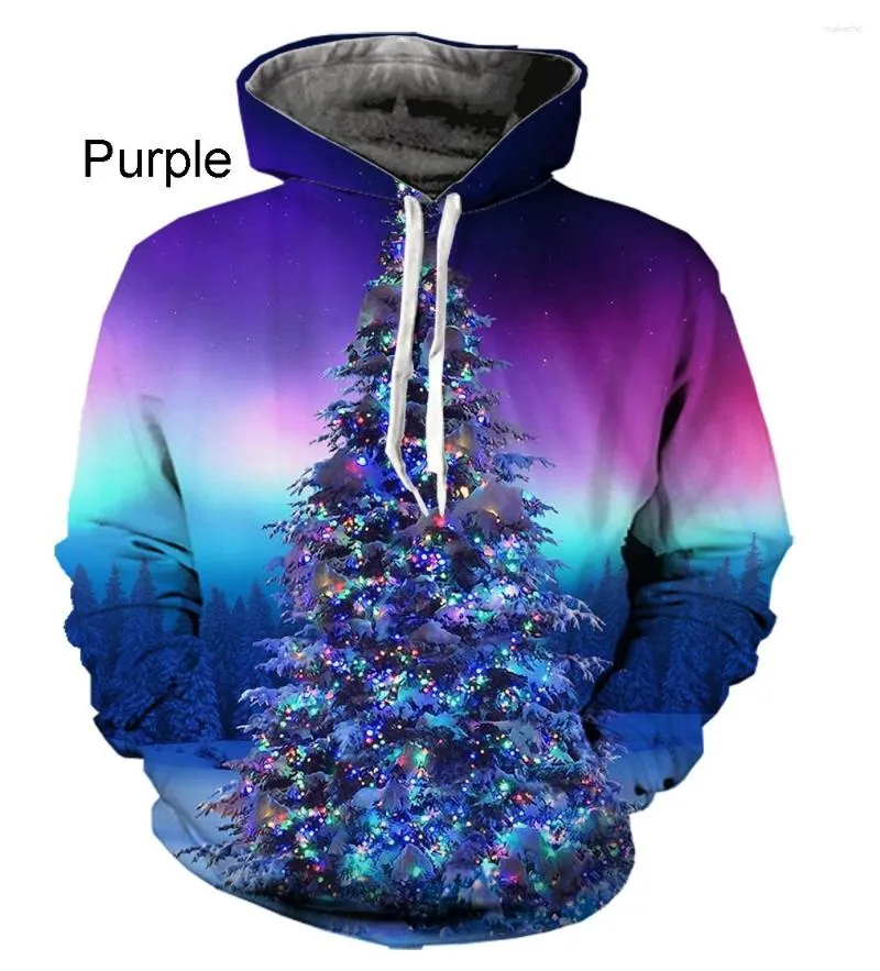 Herren-Kapuzenpullover, Weihnachtsbaum-Pullover für Männer und Frauen, Liebhaber, Weihnachtsmann, Elch, 3D-Hoodie