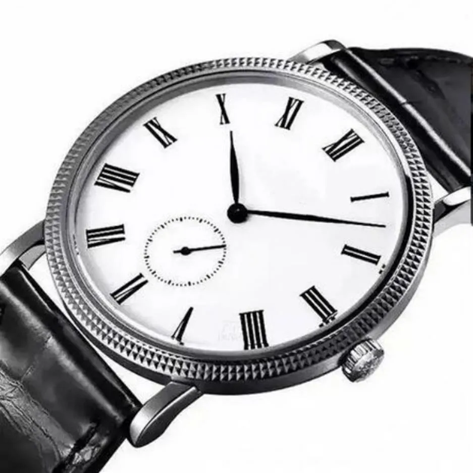 Klasyczny zegarek mechaniczny ruch dłoni zegarki dla mężczyzny Woman ze zegarek ze stali nierog nierog nierdzewne zegarek na rękę Białe twarz skórzane paski247c