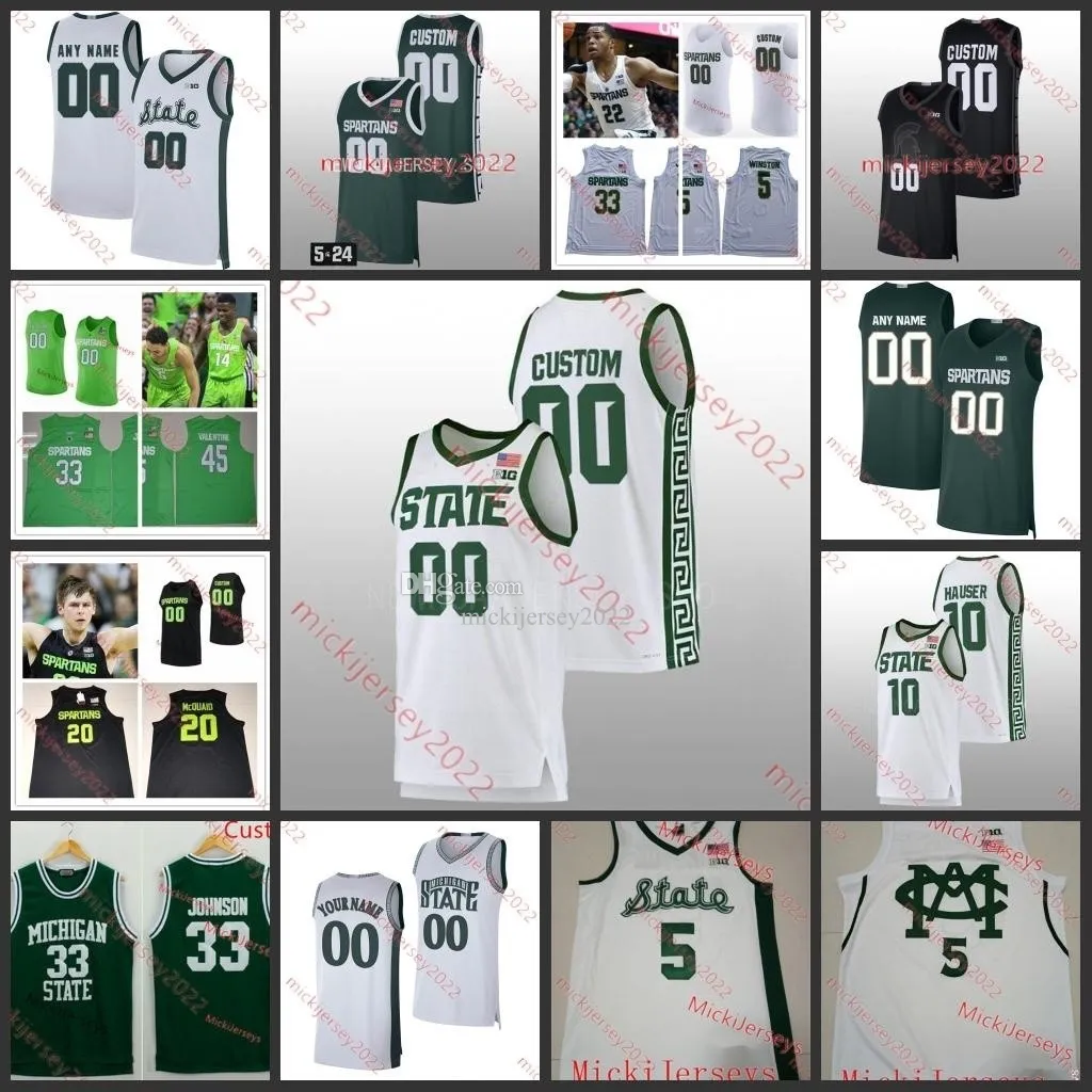 Cassius Winston MSU Basketball Jersey Miles Bridges Jaren Jackson Jr. Gary Harris Adreian Payne Xavier Tillman Sr. Max Christie Custom Siched Jerseys