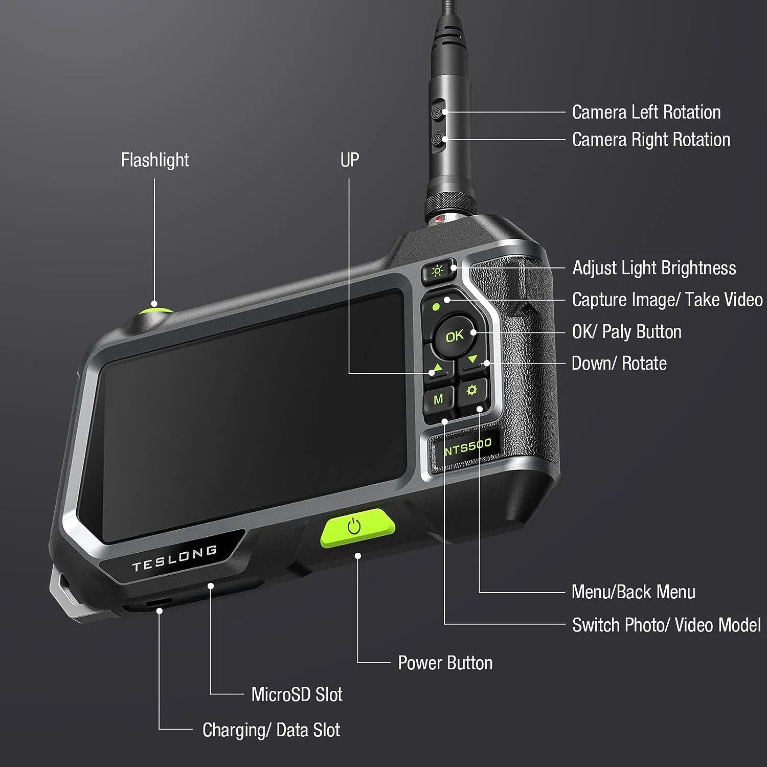 TESLONG TD500 1080P Industrial Borescope Inspection Camera 5'' Waterproof Endoscope hwy | UK TESLONG TD500 1080P Industrial Borescope Inspection Camera 5'' Waterproof Endoscope hwy | UK