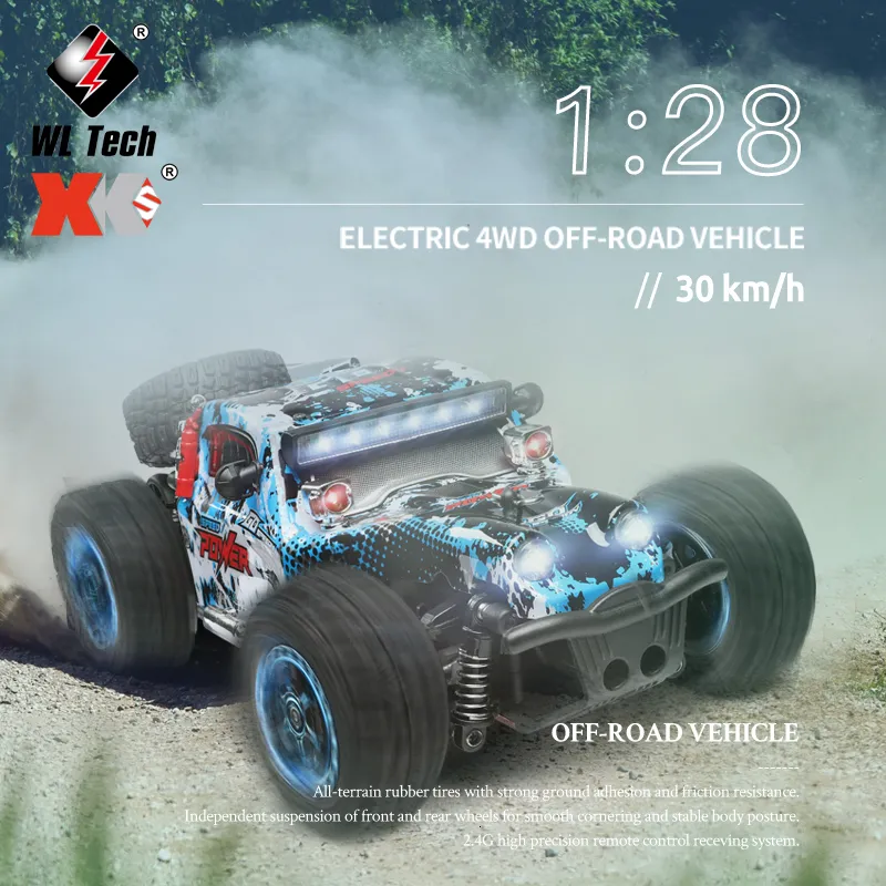 Electric/RC Car Wltoys 284161 1 28 Electric 4WD RC Cars with LED Lights K989 2.4G Radio Control Racing Car Drift Monster Trucks Trucks for Boys 230728