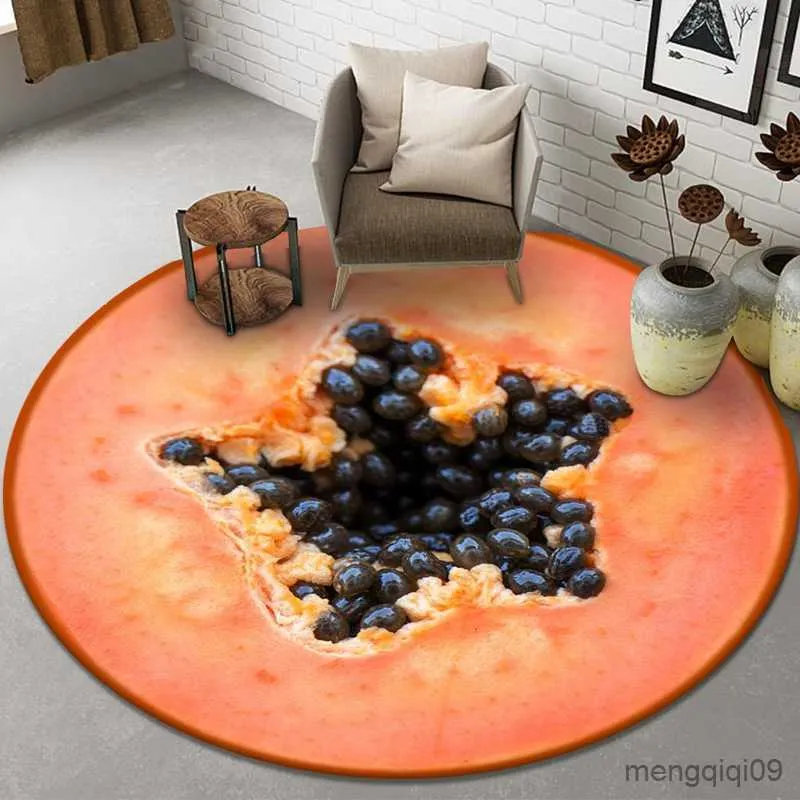 Carpets Round Living Room Rug Fruit Orange Lemon Rug Bedroom Kitchen Entrance Door Mat Home Decor Rug Moda R230728