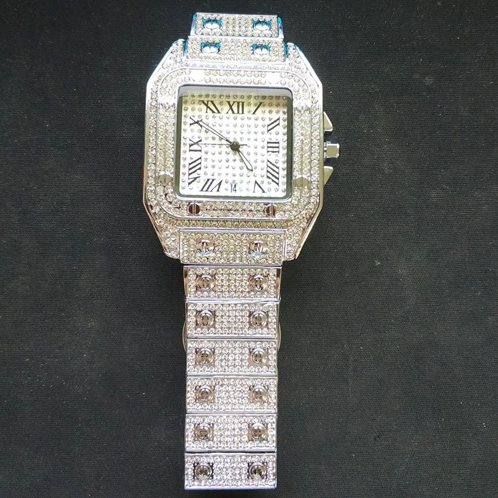 フルダイヤモンドの男性は、女性の視聴Quartzムーブメントアイスアウトシャイン腕時計ライフスタイル防水性高品質のアナログクロックFash3123