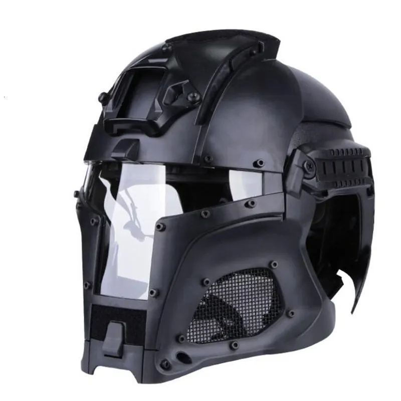 Cascos de ciclismo Casco táctico de cara completa Protector militar Guerrero de hierro Wargame Casco de cubierta completa CS Shooting Airsoft Paintball Helmet 230728