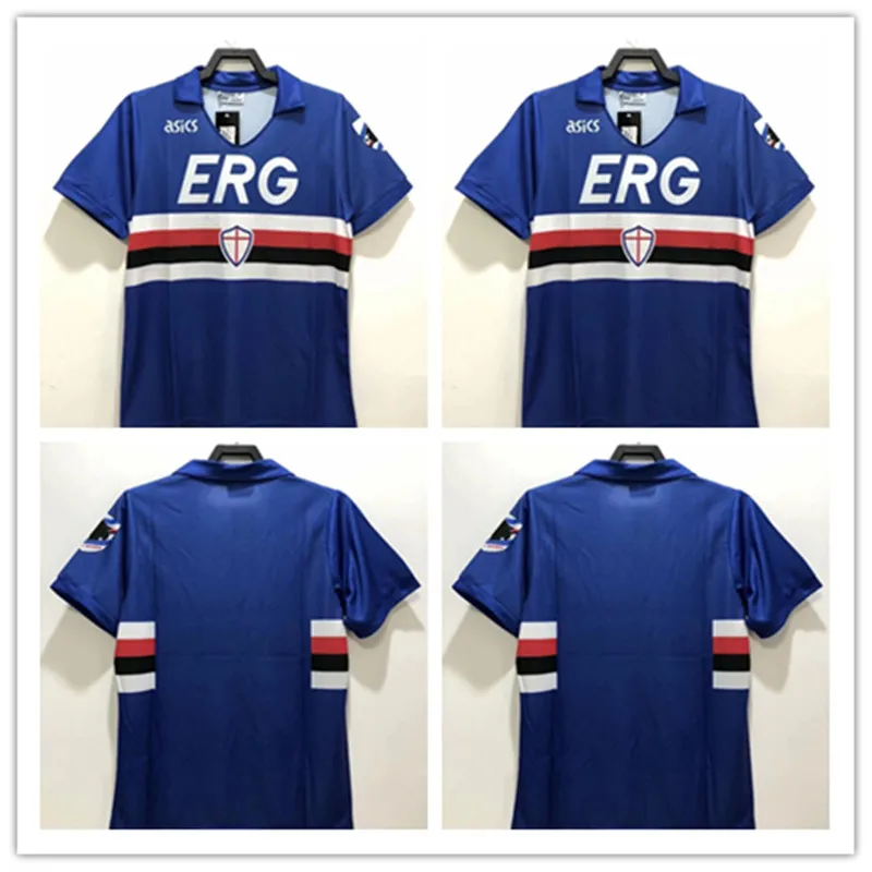 ヴィンテージフットボールジャージー1990 1991 1992 Sampdorias Futbol Shirt Mancini Vintage 90 91 92 Home Football Jersey Camiseta Classic Shirdセット