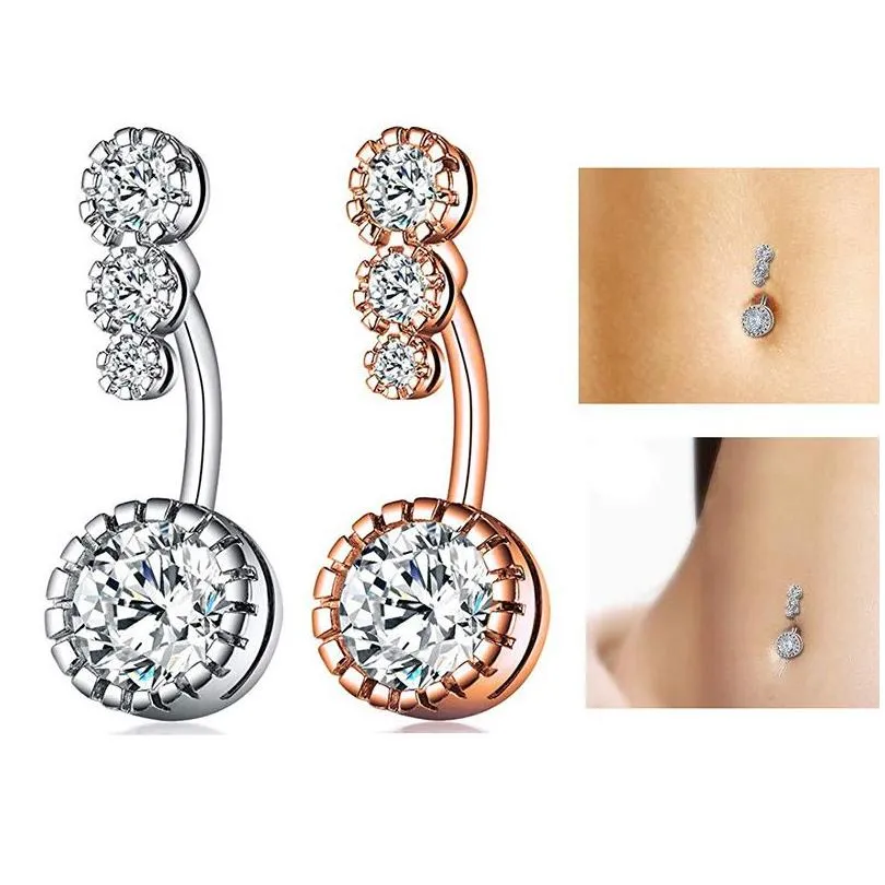 Arts And Crafts Stainless Steel Diamond Bell Button Rings Allergy Zircon Navel Belly Ring Y Fashion Women Body Jewelry Will Sandy Drop Dh6Se