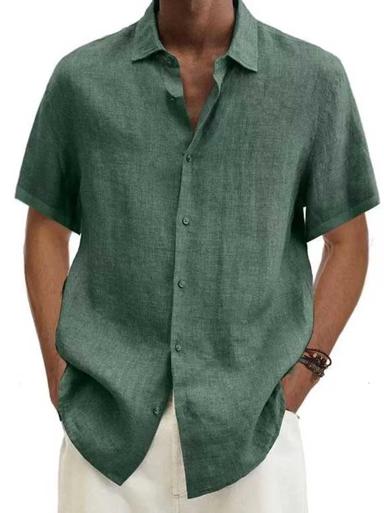 Heren Overhemden Katoen Linnen Blouse Zomer Mannen Turn Down Kraag Korte Mouw Knop Losse Blouse Tops Oversized S 5XL SZE ST22092 230727 Van 10 52 DHgate