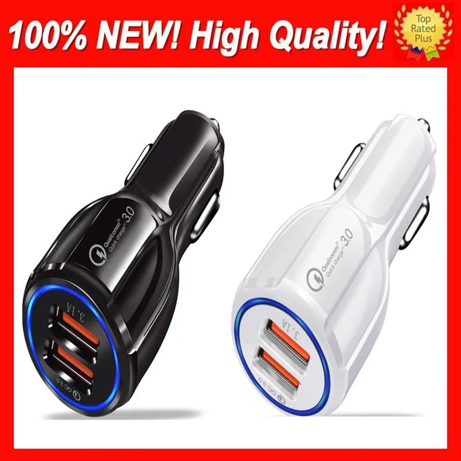 Top Auto Dual USB Ladegerät Quick Charge 3 0 Handy Aufladen 2 Port USB Schnelle Auto Ladegeräte Für iPhone Samsung Huawei Tablet Auto-2153