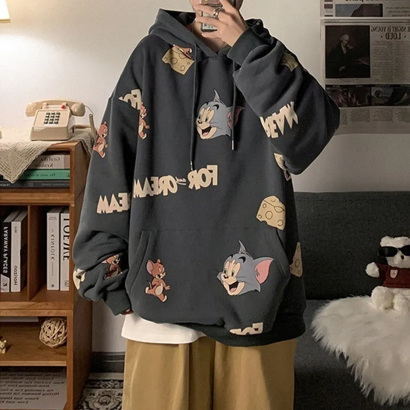 Heren Hoodies Sweatshirts Japanse Cartoon Gedrukt Heren Hoodie Y2K Straat Vintage Trend Anime Kostuum Paar Losse Sweatshirt Harajuku Casual Hoodie Jas 230727